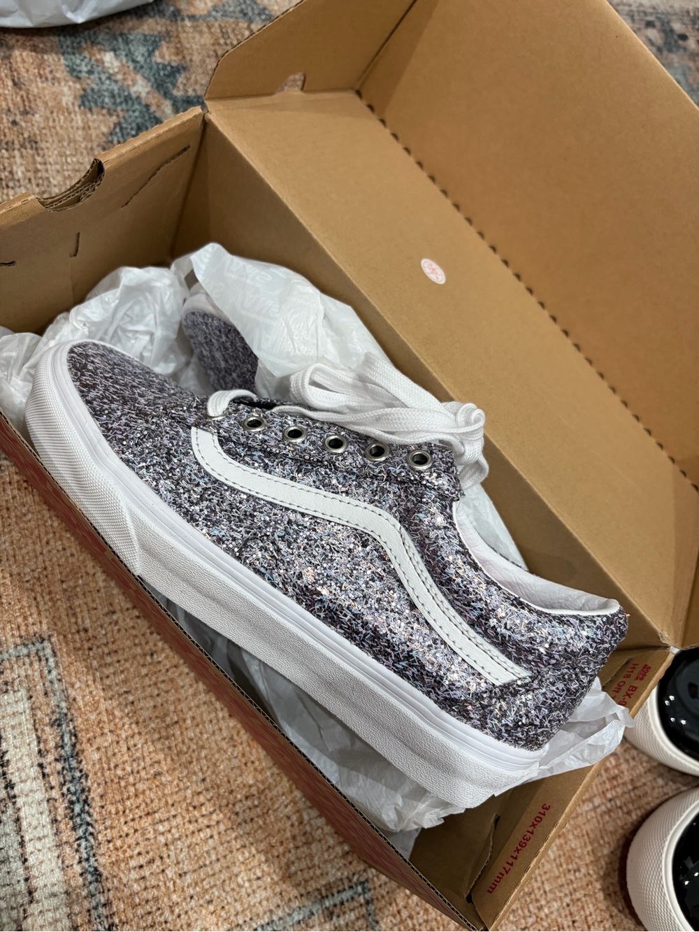 Vans “Shiny Party Silver” Glitter Old Skool Sneakers NWB - Picture 2 of 10